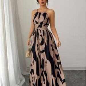 SHEIN Black and Tan Maxi Dress